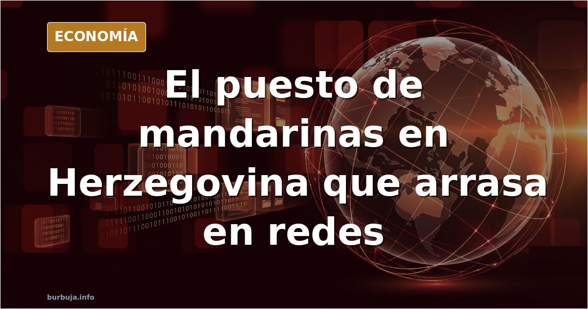 Puesto callejero de mandarinas en Herzegovina con una vendedora atendiendo a una fila de clientes
