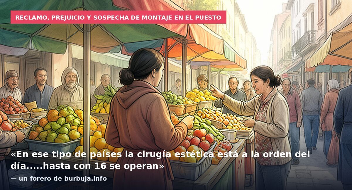 Reclamo, prejuicio y sospecha de montaje en el puesto: «En ese tipo de países la cirugía estética está a la orden del día.....hasta con 16 se operan» — un forero de burbuja.info