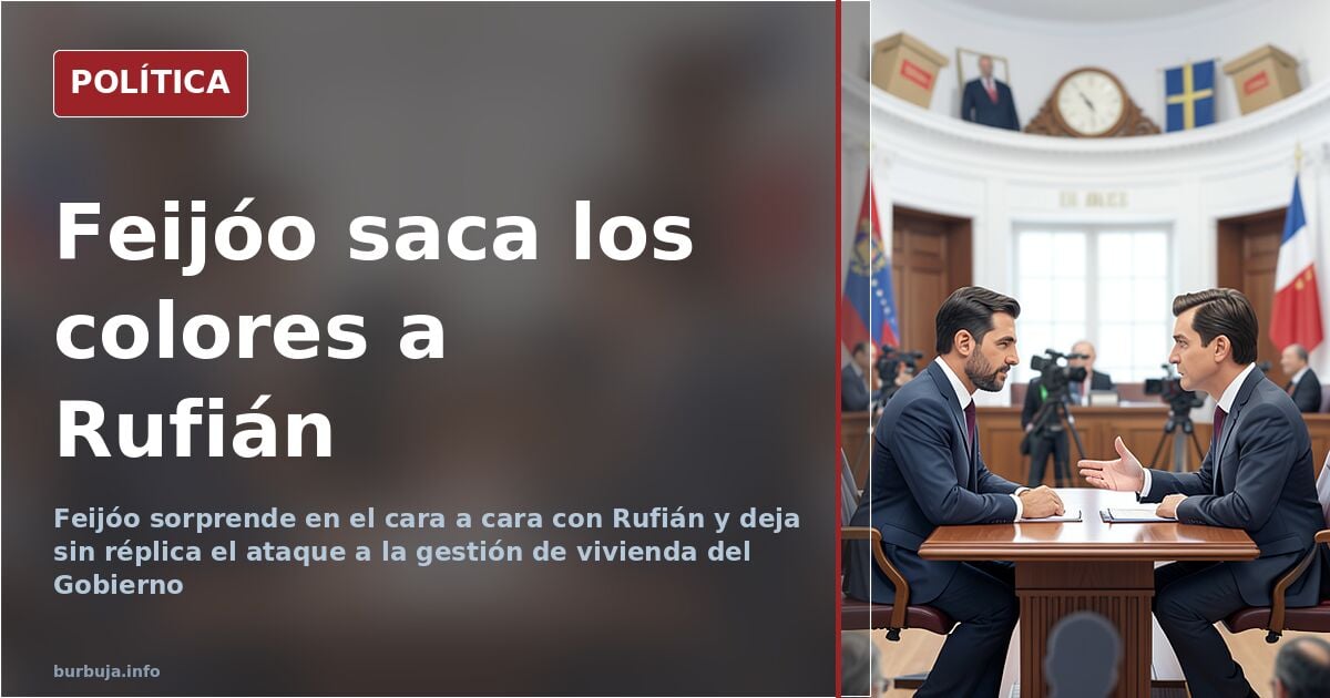Ilustración editorial de dos políticos frente a frente en un atril de debate parlamentario