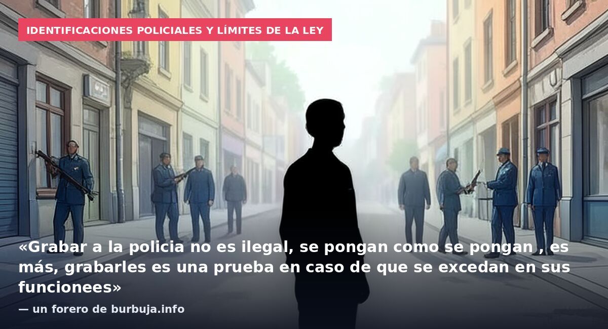 Identificaciones policiales y límites de la ley: «Grabar a la policia no es ilegal, se pongan como se pongan , es más, grabarles es una prueba en caso de que se excedan en sus funcionees» — un forero de burbuja.info