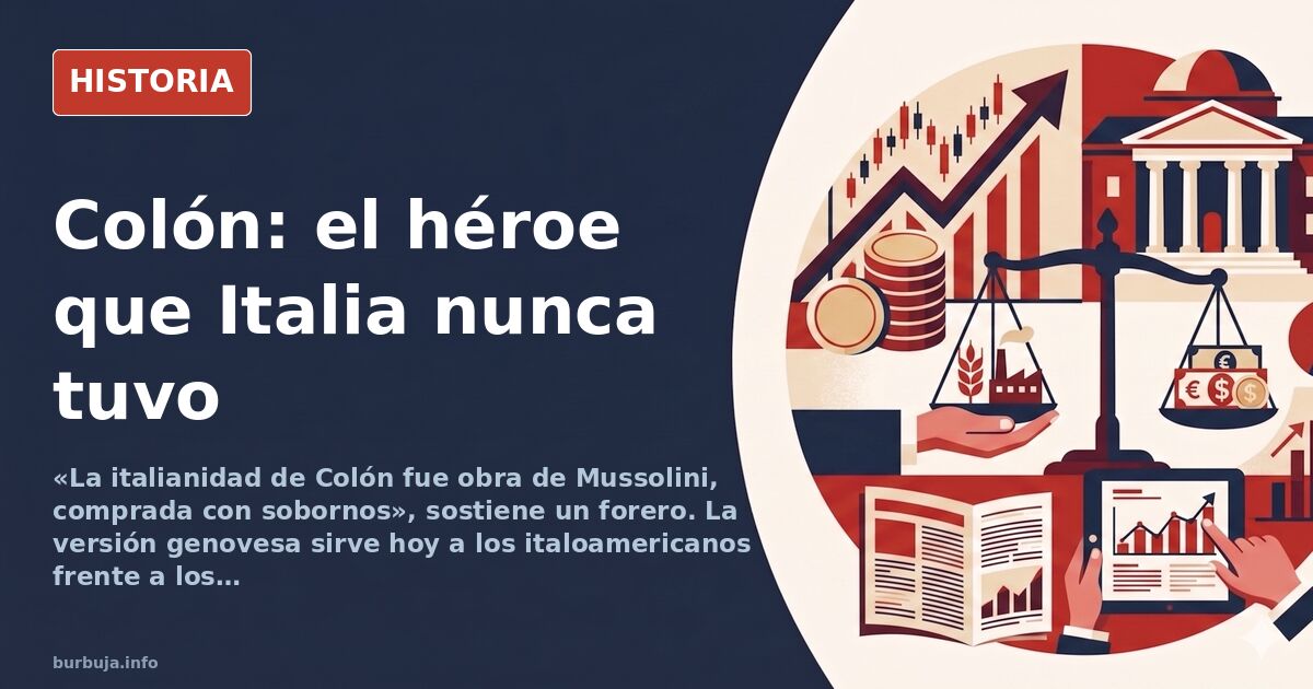 Retrato de Cristóbal Colón con mapas náuticos y carabelas, símbolo del debate sobre su origen genovés o español