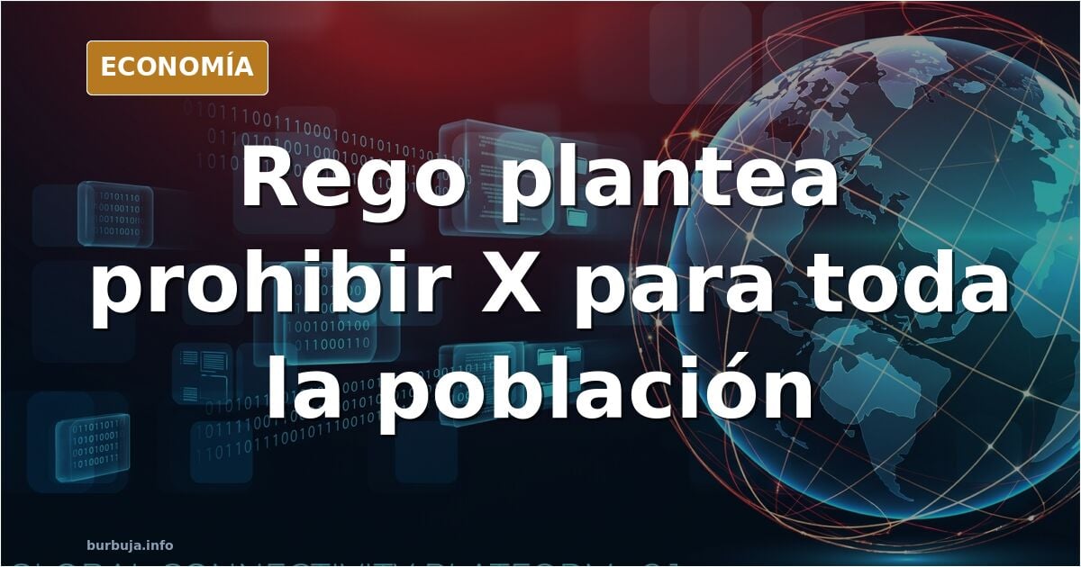 Ilustración editorial de una pantalla de móvil con una red social bloqueada por una barrera institucional en tonos azul marin