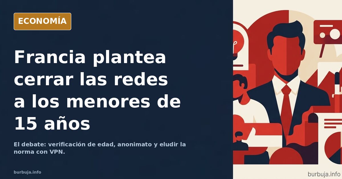 Ilustración editorial de un smartphone bloqueado por una barrera de verificación de edad en Francia