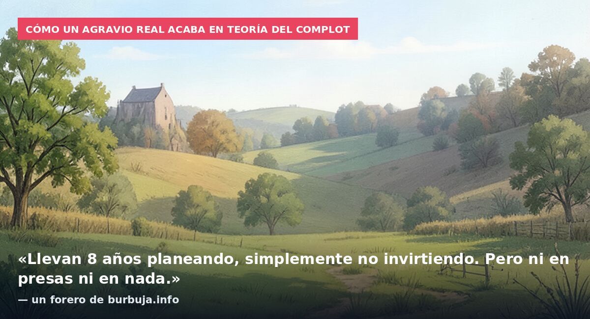 Cómo un agravio real acaba en teoría del complot: «Llevan 8 años planeando, simplemente no invirtiendo. Pero ni en presas ni en nada.» — un forero de burbuja.info
