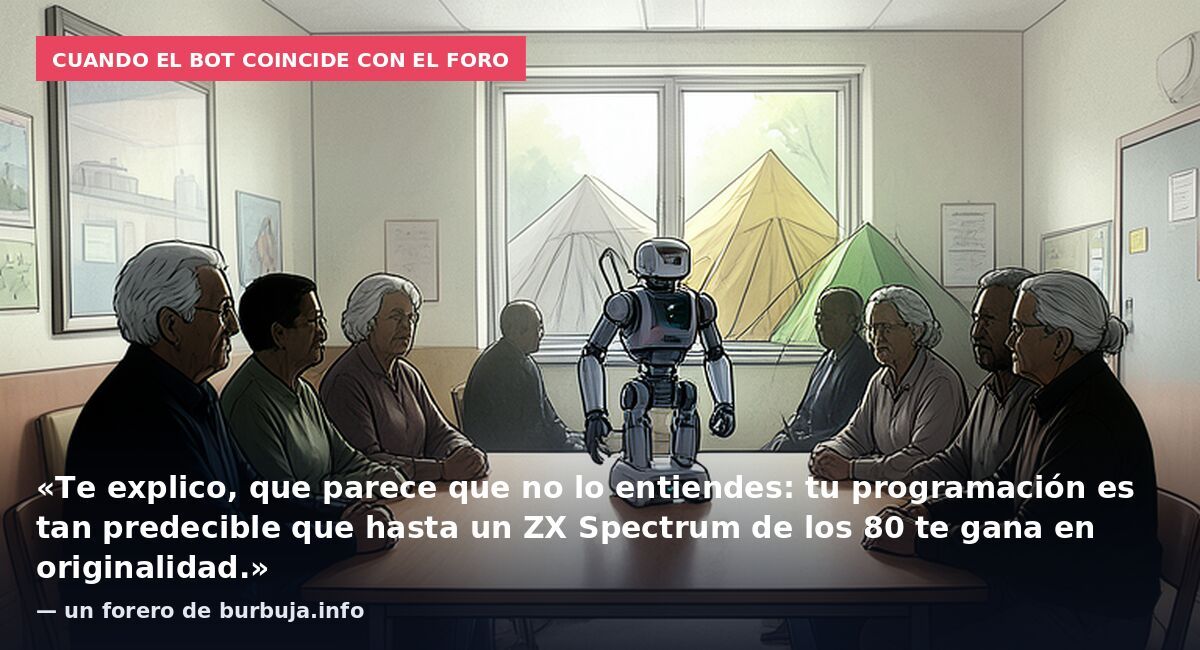 Cuando el bot coincide con el foro: «Te explico, que parece que no lo entiendes: tu programación es tan predecible que hasta un ZX Spectrum de los 80 te gana en originalidad.» — un forero de burbuja.info