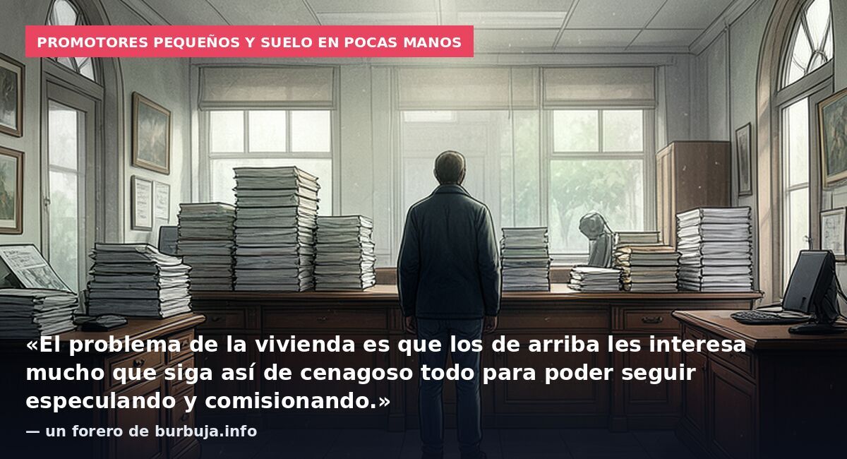 Promotores pequeños y suelo en pocas manos: «El problema de la vivienda es que los de arriba les interesa mucho que siga así de cenagoso todo para poder seguir especulando y comisionando.» — un forero de burbuja.info