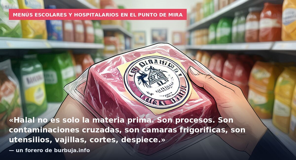 Menús escolares y hospitalarios en el punto de mira: «Halal no es solo la materia prima. Son procesos. Son contaminaciones cruzadas, son camaras frigorificas, son utensilios, vajillas, cortes, despiece.» — un forero de burbuja.info