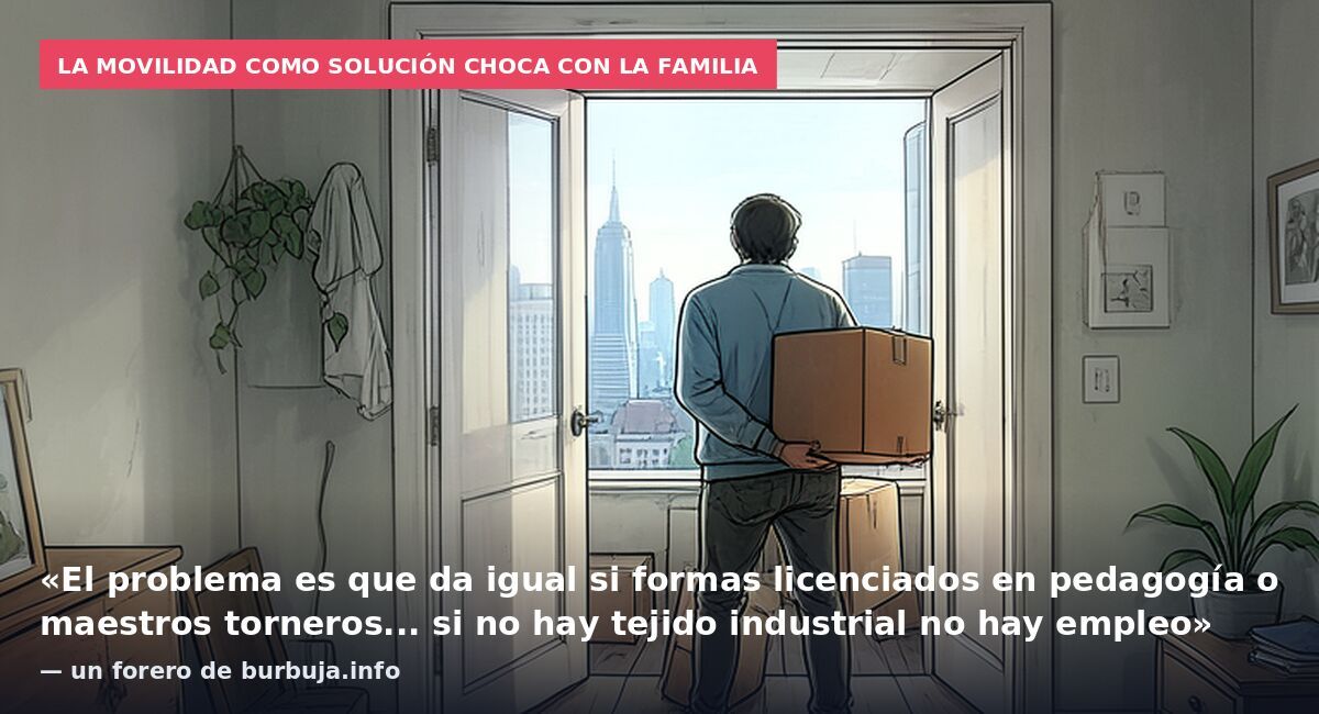 La movilidad como solución choca con la familia: «El problema es que da igual si formas licenciados en pedagogía o maestros torneros... si no hay tejido industrial no hay empleo» — un forero de burbuja.info