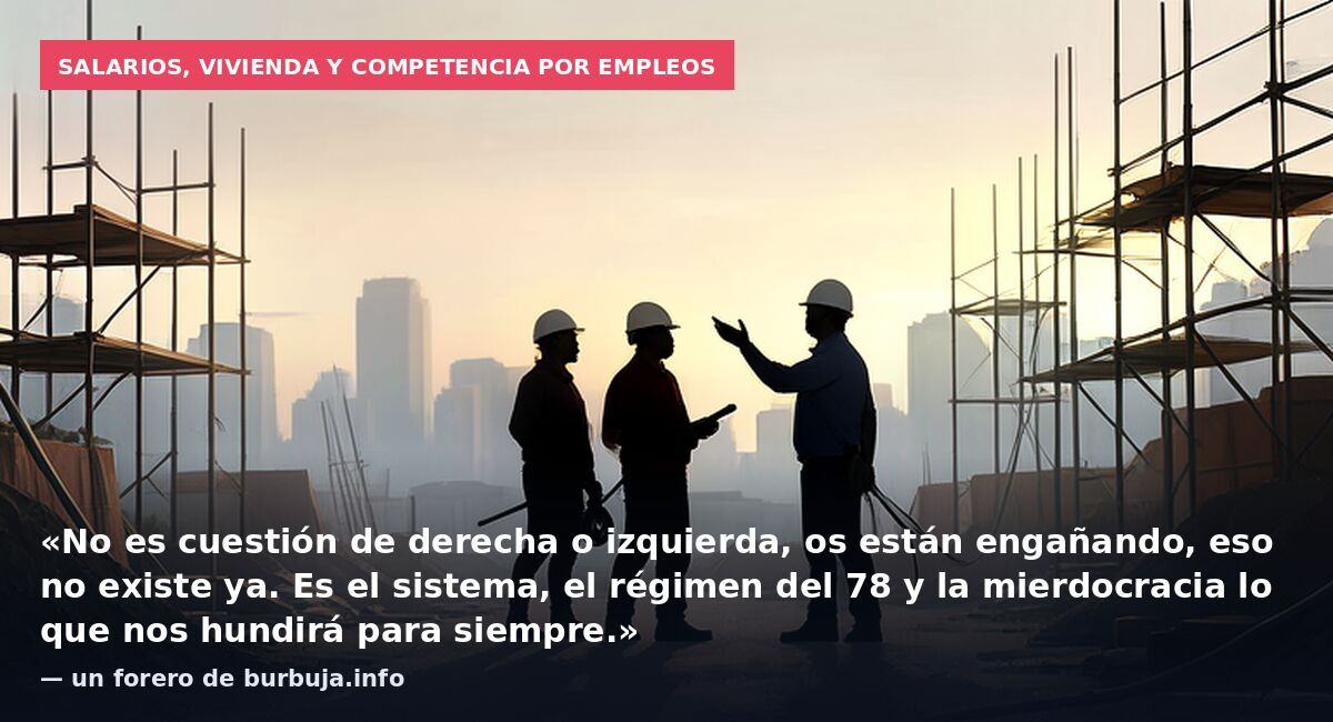Salarios, vivienda y competencia por empleos: «No es cuestión de derecha o izquierda, os están engañando, eso no existe ya. Es el sistema, el régimen del 78 y la mierdocracia lo que nos hundirá para siempre.» — un forero de burbuja.info