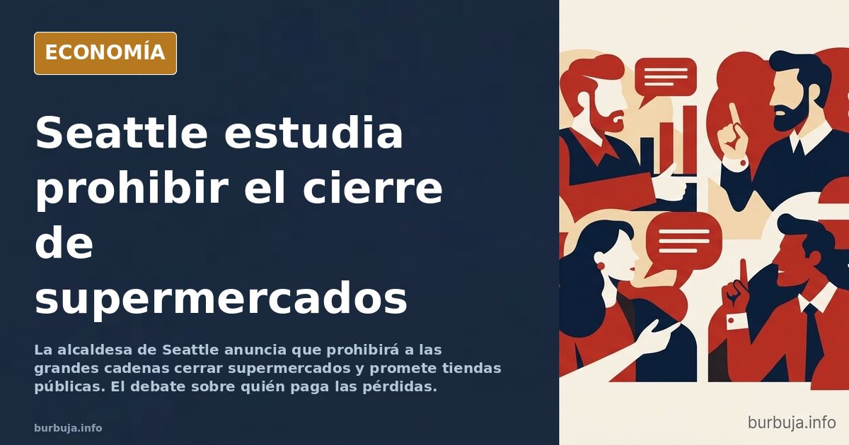 Ilustración editorial de un supermercado con las estanterías vacías y un cartel de cierre precintado por una ordenanza munici