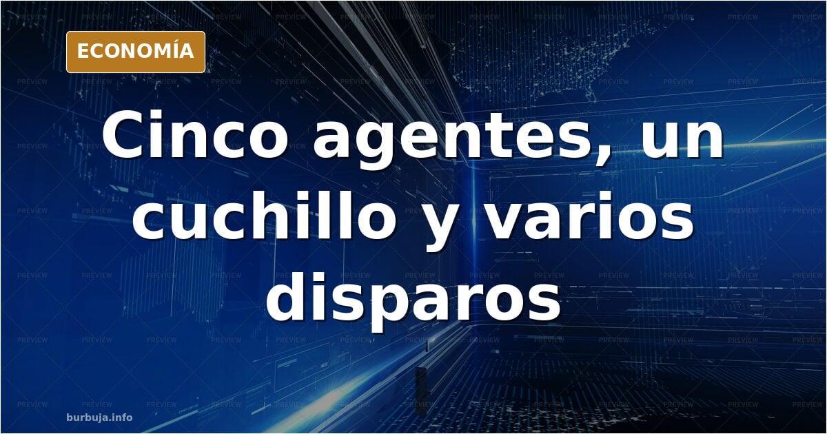 Ilustración editorial de agentes de seguridad frente a una persona con cuchillo en una playa de Burela
