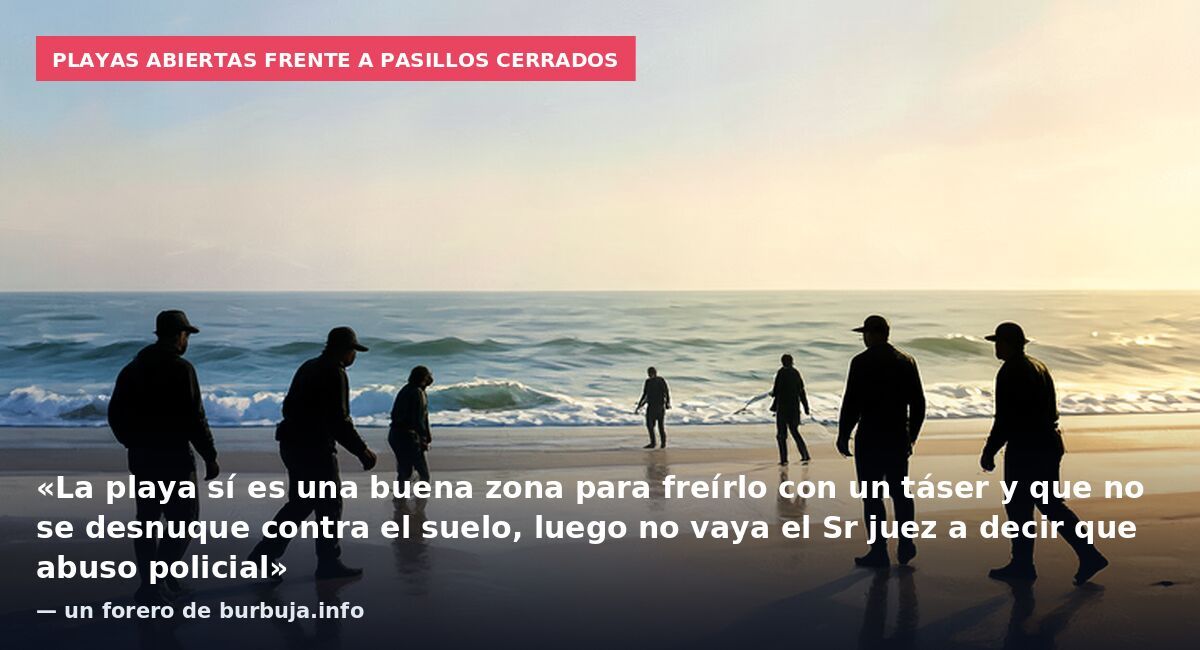 Playas abiertas frente a pasillos cerrados: «La playa sí es una buena zona para freírlo con un táser y que no se desnuque contra el suelo, luego no vaya el Sr juez a decir que abuso policial» — un forero de burbuja.info