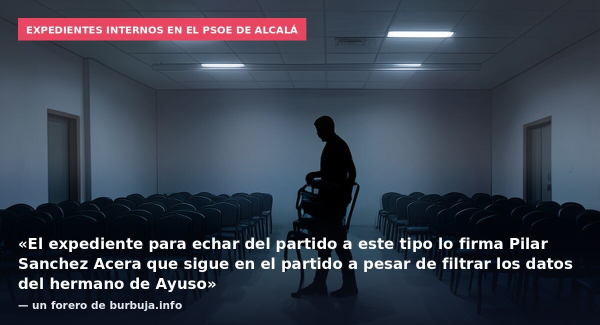 Expedientes internos en el PSOE de Alcalá: «El expediente para echar del partido a este tipo lo firma Pilar Sanchez Acera que sigue en el partido a pesar de filtrar los datos del hermano de Ayuso» — un forero de burbuja.info