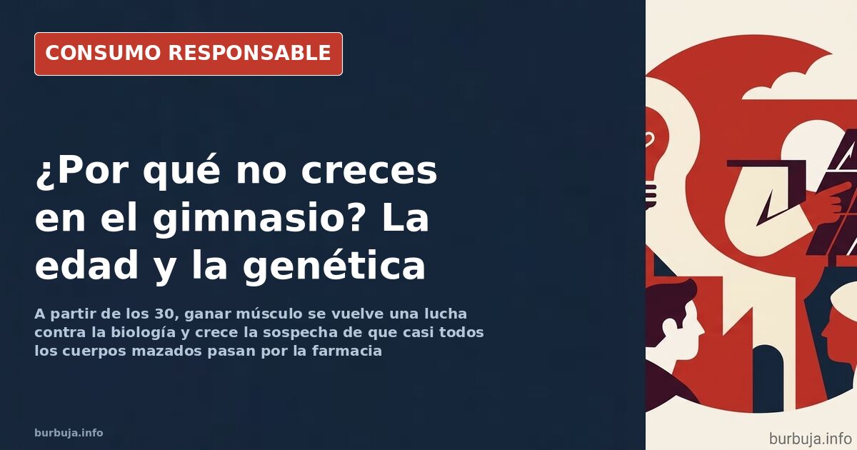 Hombre entrenando con pesas en un gimnasio de barrio, reflejado en un espejo, con gesto de esfuerzo