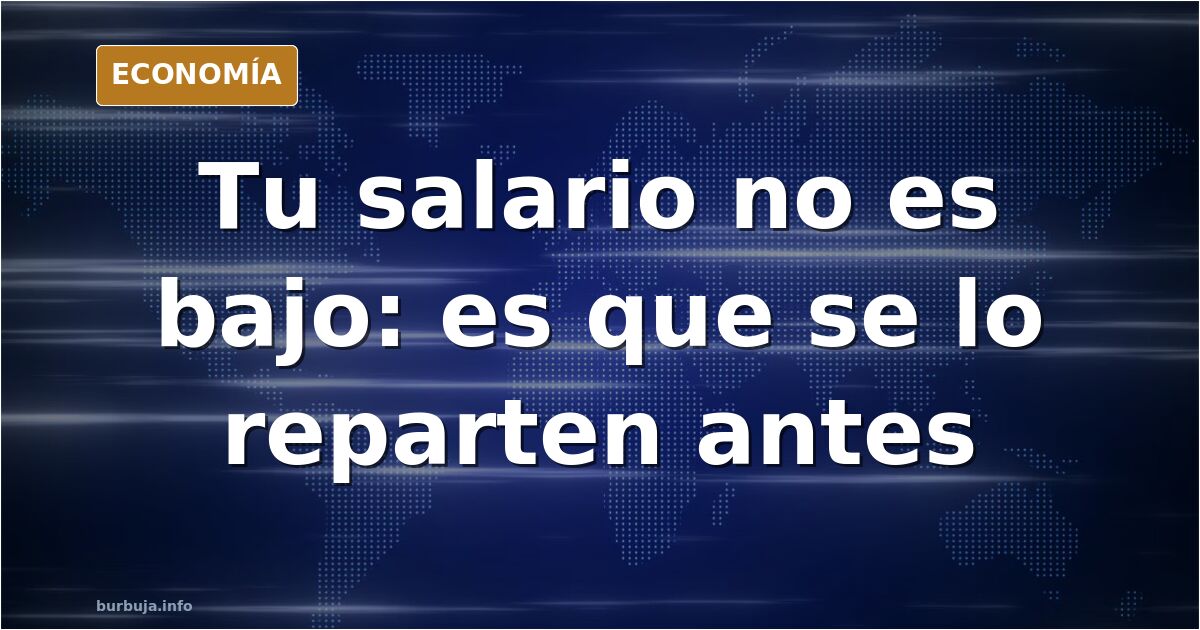 Ilustración editorial de un trabajador con mono azul frente a una nómina y una cuesta de precios creciente en tonos azul mari