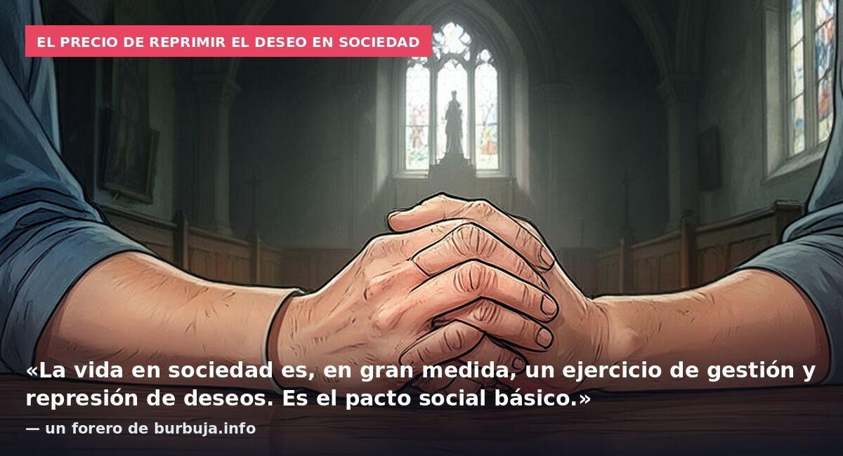El precio de reprimir el deseo en sociedad: «La vida en sociedad es, en gran medida, un ejercicio de gestión y represión de deseos. Es el pacto social básico.» — un forero de burbuja.info