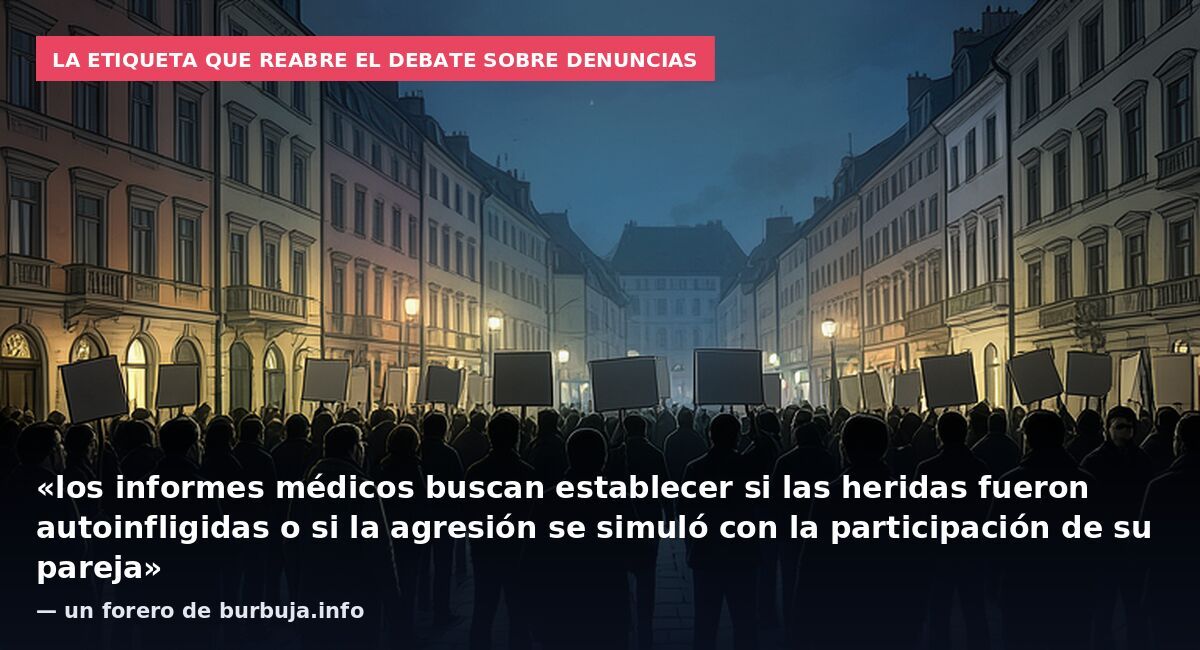 La etiqueta que reabre el debate sobre denuncias: «los informes médicos buscan establecer si las heridas fueron autoinfligidas o si la agresión se simuló con la participación de su pareja» — un forero de burbuja.info