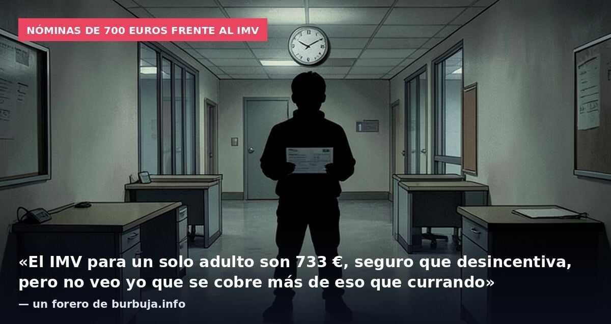 Paguitas desincentivan trabajar. El I.M.V. ya supera en un 20% el salario más habitual en España. Colapso del Estado del bienestar. Peligra Pensiones