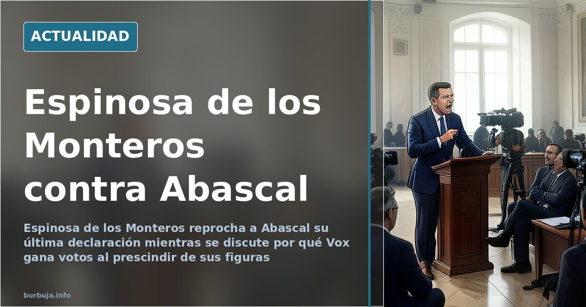 Atril con micrófonos ante una bandera de España en una sala de prensa, imagen sobre Espinosa de los Monteros y Abascal