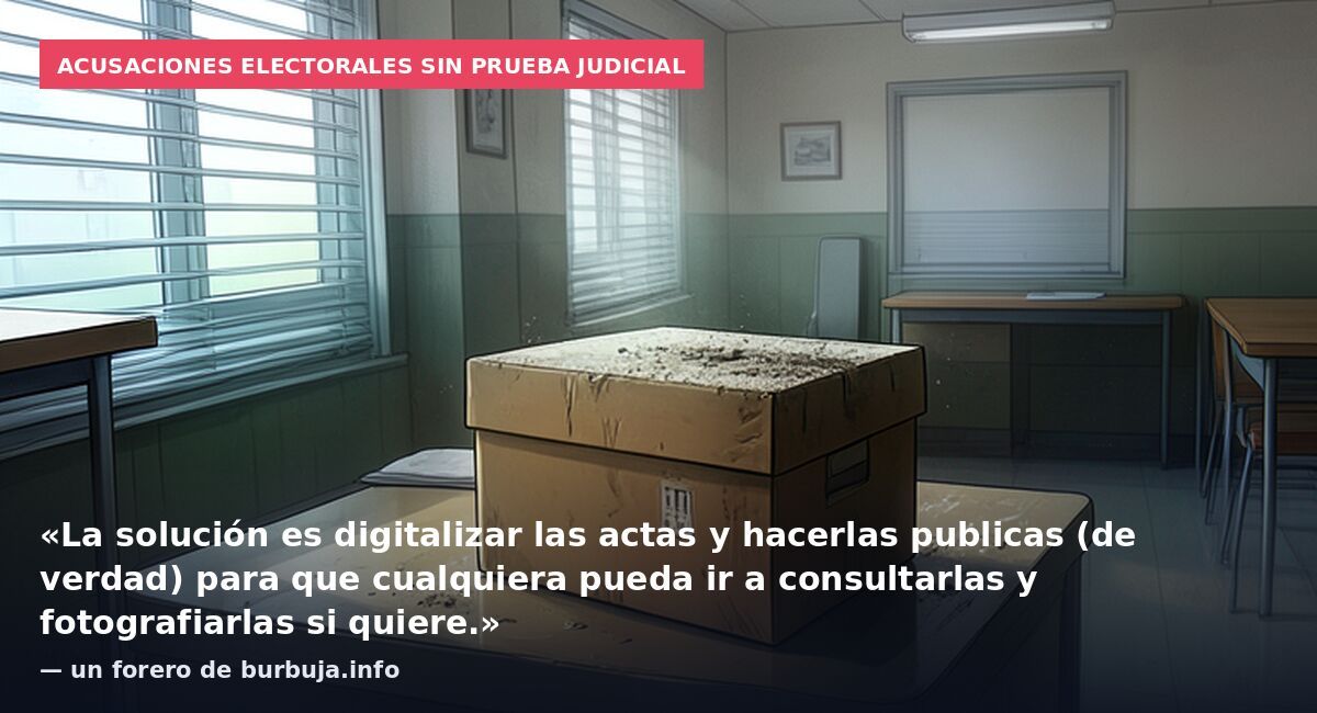 Acusaciones electorales sin prueba judicial: «La solución es digitalizar las actas y hacerlas publicas (de verdad) para que cualquiera pueda ir a consultarlas y fotografiarlas si quiere.» — un forero de burbuja.info