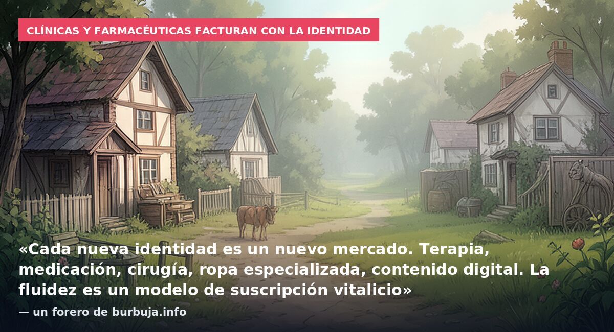 Clínicas y farmacéuticas facturan con la identidad: «Cada nueva identidad es un nuevo mercado. Terapia, medicación, cirugía, ropa especializada, contenido digital. La fluidez es un modelo de suscripción vitalicio» — un forero de burbuja.info