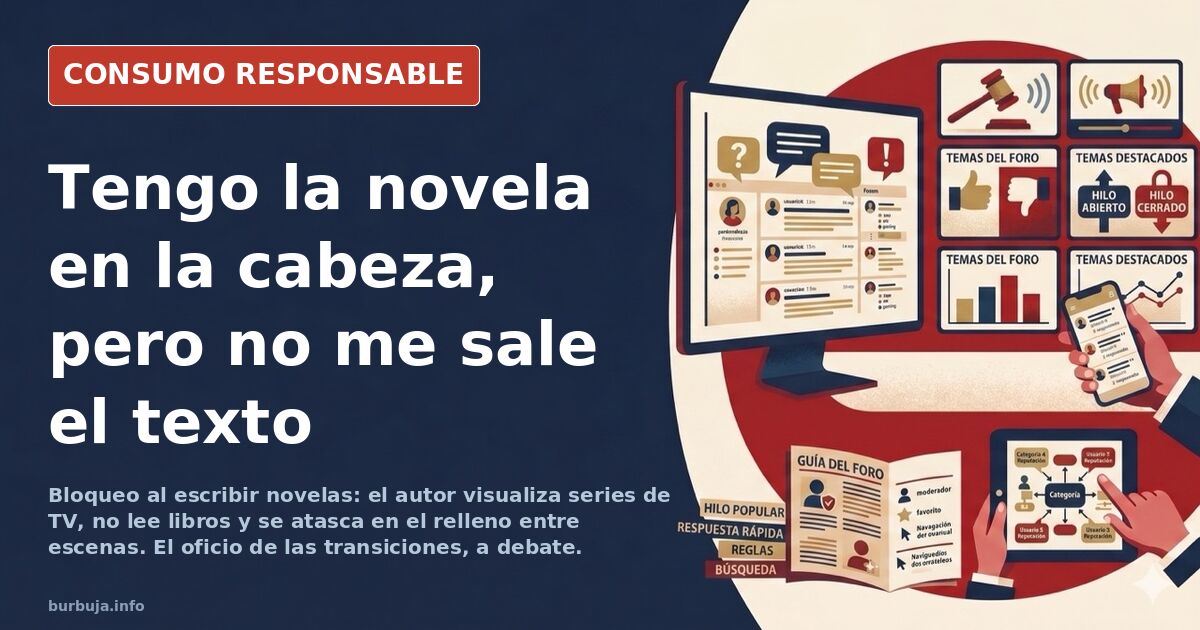 Persona frente a un portátil con un documento abierto y el cursor parpadeando, escena de bloqueo al escribir una novela