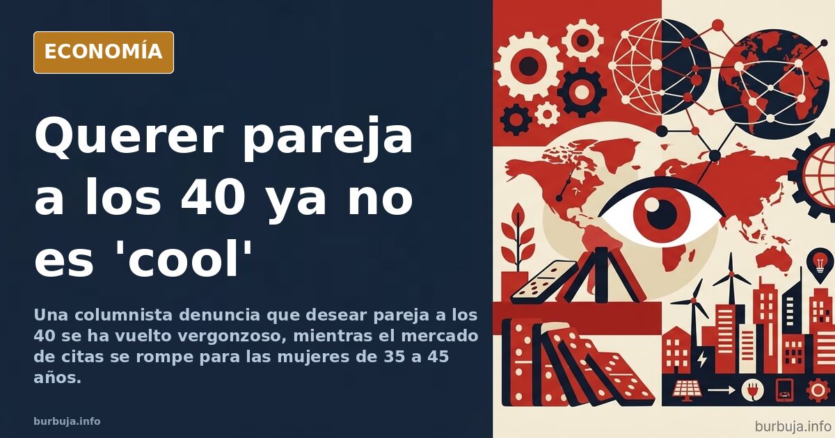 Ilustración editorial de una mujer sola en una mesa de restaurante con una silla vacía enfrente, símbolo de la soltería a los