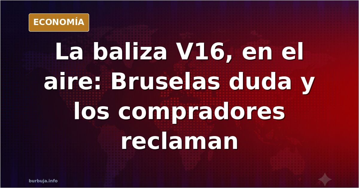 Baliza V16 luminosa sobre el salpicadero de un coche con la bandera europea de fondo y documentos legales