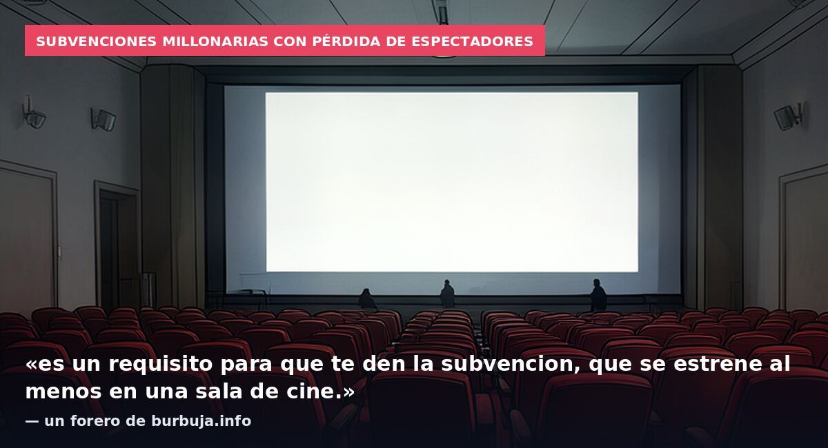 Subvenciones millonarias con pérdida de espectadores: «es un requisito para que te den la subvencion, que se estrene al menos en una sala de cine.» — un forero de burbuja.info
