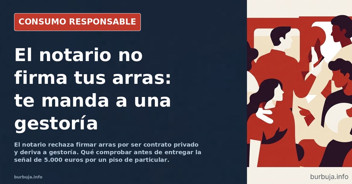 Documento de contrato de arras sobre una mesa junto a un bolígrafo y una nota simple del Registro de la Propiedad