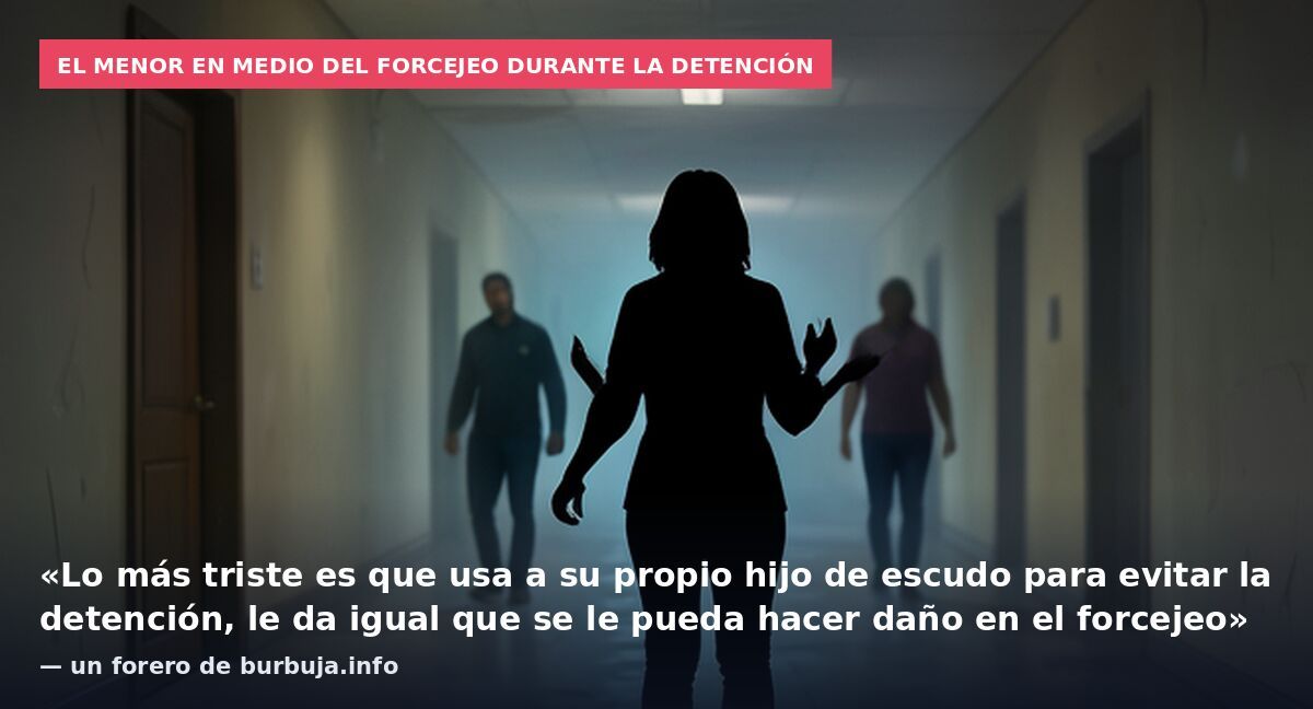 El menor en medio del forcejeo durante la detención: «Lo más triste es que usa a su propio hijo de escudo para evitar la detención, le da igual que se le pueda hacer daño en el forcejeo» — un forero de burbuja.info