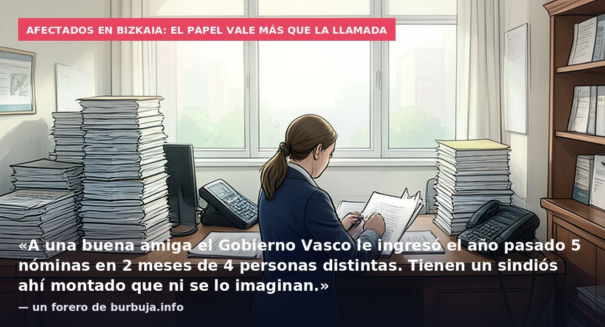 Afectados en Bizkaia: el papel vale más que la llamada: «A una buena amiga el Gobierno Vasco le ingresó el año pasado 5 nóminas en 2 meses de 4 personas distintas. Tienen un sindiós ahí montado que ni se lo imaginan.» — un forero de burbuja.info