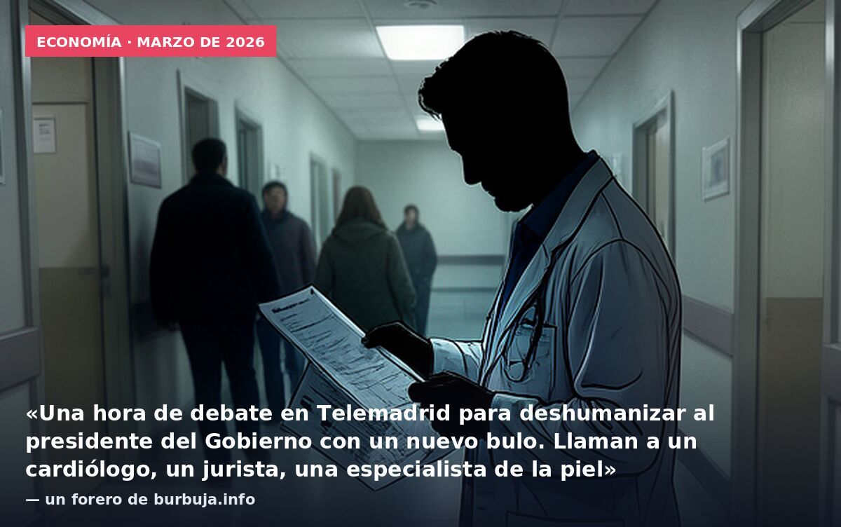 Economía · marzo de 2026: «Una hora de debate en Telemadrid para deshumanizar al presidente del Gobierno con un nuevo bulo. Llaman a un cardiólogo, un jurista, una especialista de la piel» — un forero de burbuja.info