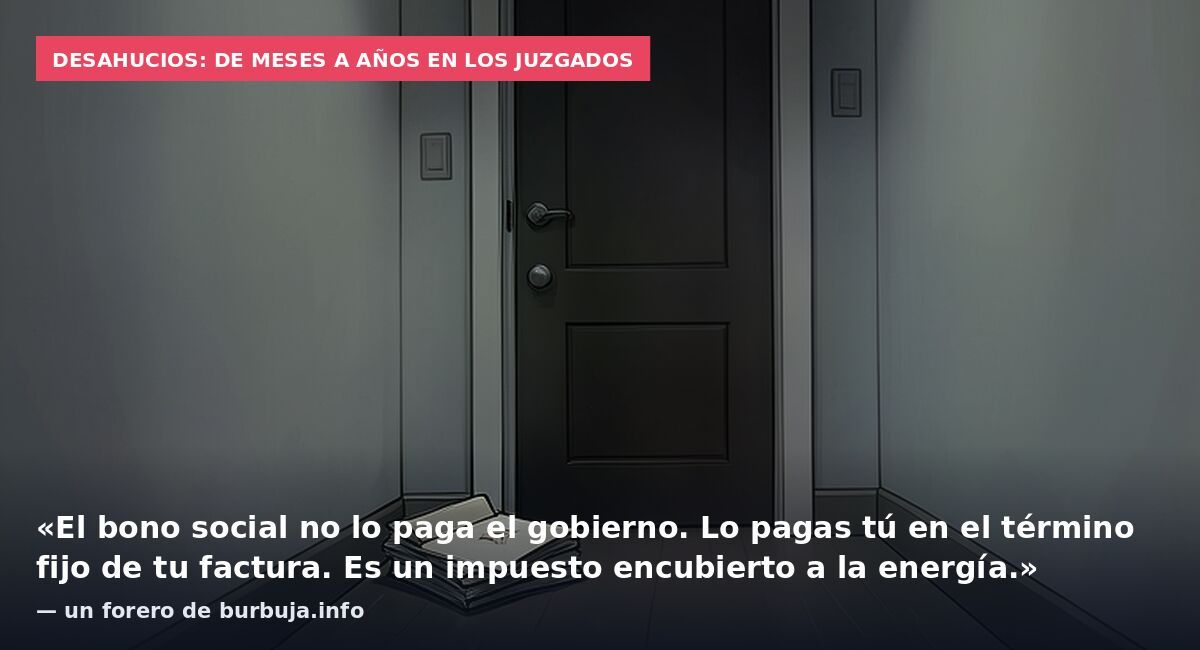 Desahucios: de meses a años en los juzgados: «El bono social no lo paga el gobierno. Lo pagas tú en el término fijo de tu factura. Es un impuesto encubierto a la energía.» — un forero de burbuja.info