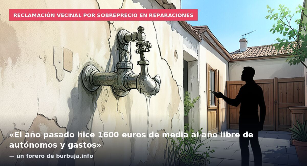 Reclamación vecinal por sobreprecio en reparaciones: «El año pasado hice 1600 euros de media al año libre de autónomos y gastos» — un forero de burbuja.info