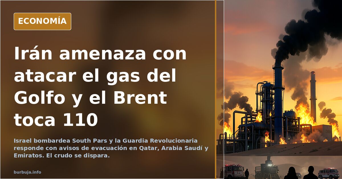 Irán amenaza con atacar el gas del Golfo y el Brent toca 110