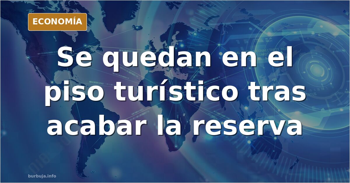 Ilustración editorial de un piso turístico con la puerta cerrada y una maleta abandonada en el rellano, símbolo del huésped q