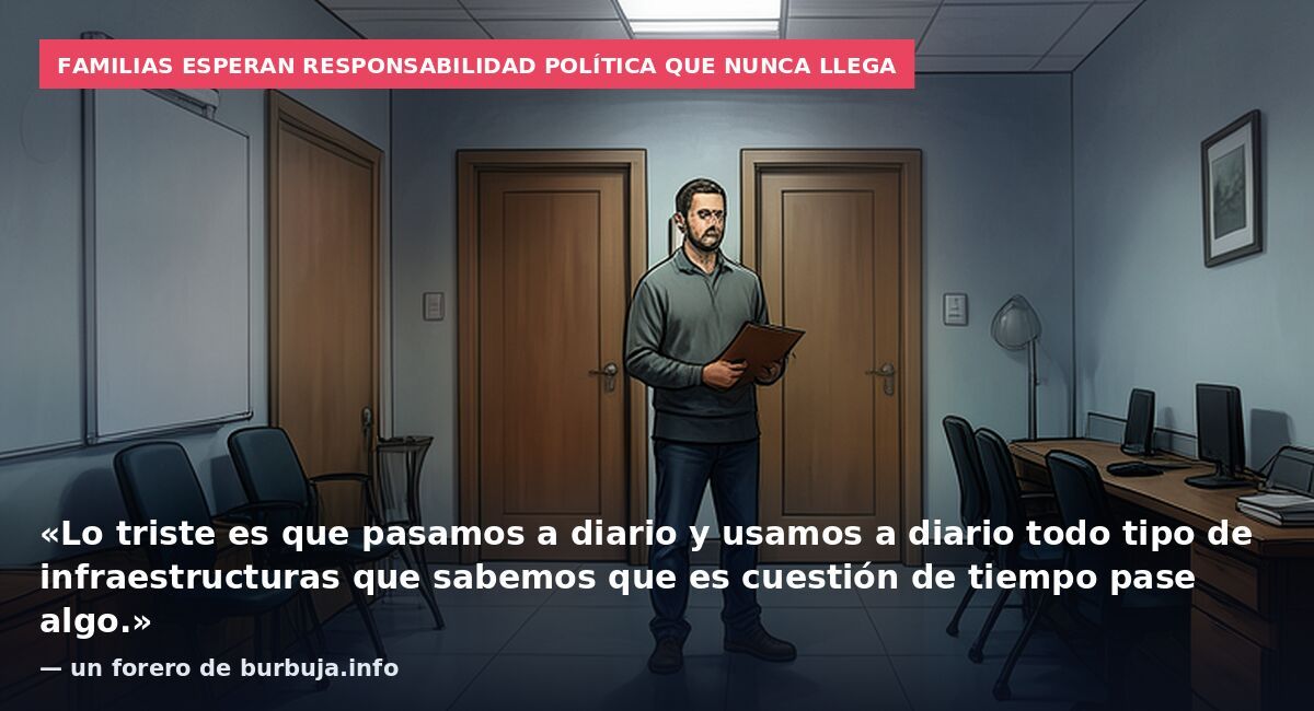 Familias esperan responsabilidad política que nunca llega: «Lo triste es que pasamos a diario y usamos a diario todo tipo de infraestructuras que sabemos que es cuestión de tiempo pase algo.» — un forero de burbuja.info