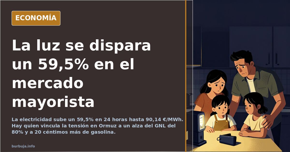 La luz sube un 59,5% en 24 horas en el mercado mayorista
