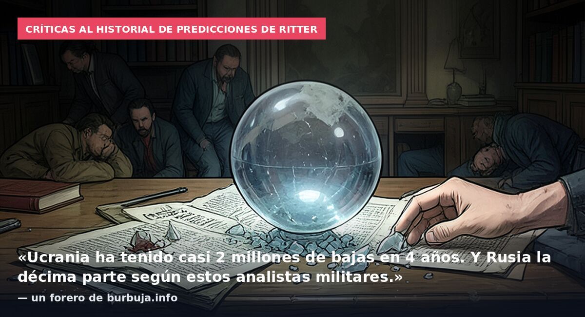 Críticas al historial de predicciones de Ritter: «Ucrania ha tenido casi 2 millones de bajas en 4 años. Y Rusia la décima parte según estos analistas militares.» — un forero de burbuja.info