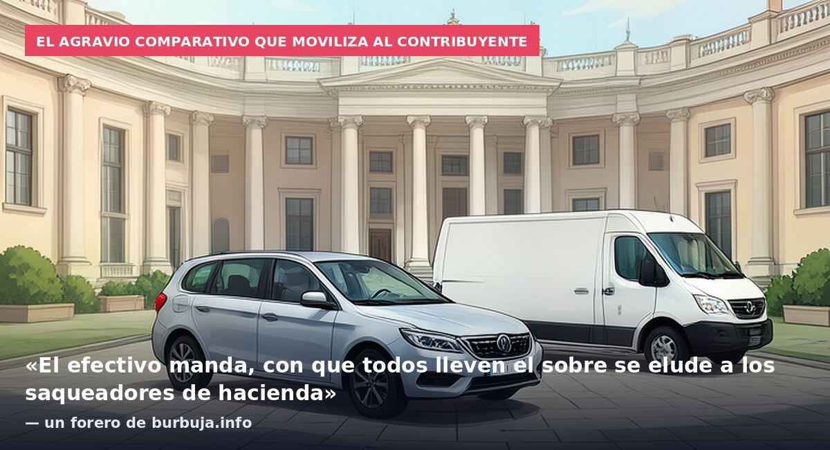 El agravio comparativo que moviliza al contribuyente: «El efectivo manda, con que todos lleven el sobre se elude a los saqueadores de hacienda» — un forero de burbuja.info