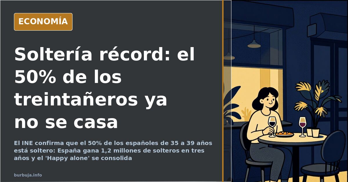 El 50% de los españoles de 35 a 39 años ya está soltero