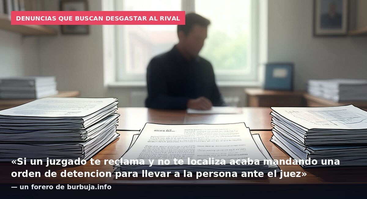 Denuncias que buscan desgastar al rival: «Si un juzgado te reclama y no te localiza acaba mandando una orden de detencion para llevar a la persona ante el juez» — un forero de burbuja.info