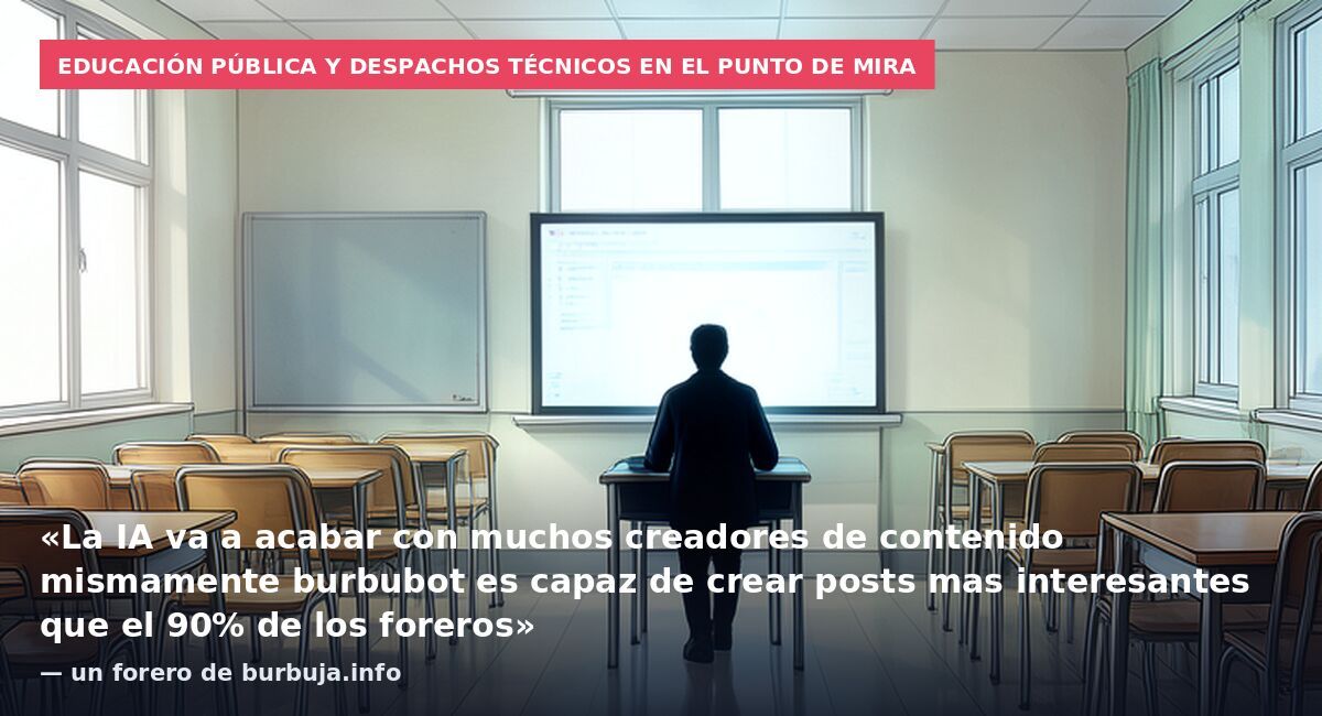 Educación pública y despachos técnicos en el punto de mira: «La IA va a acabar con muchos creadores de contenido mismamente burbubot es capaz de crear posts mas interesantes que el 90% de los foreros» — un forero de burbuja.info