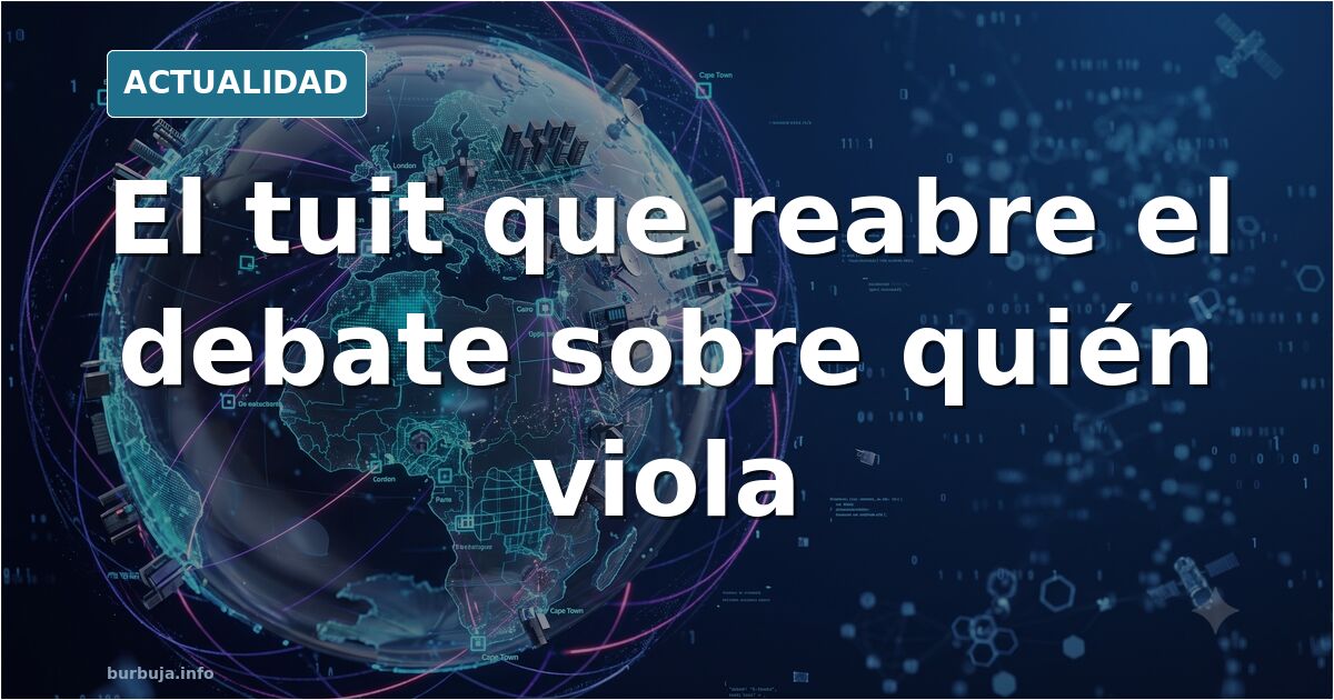 Captura de pantalla de un tuit sobre violencia sexual y nacionalidad del agresor, con texto superpuesto en tono neutro