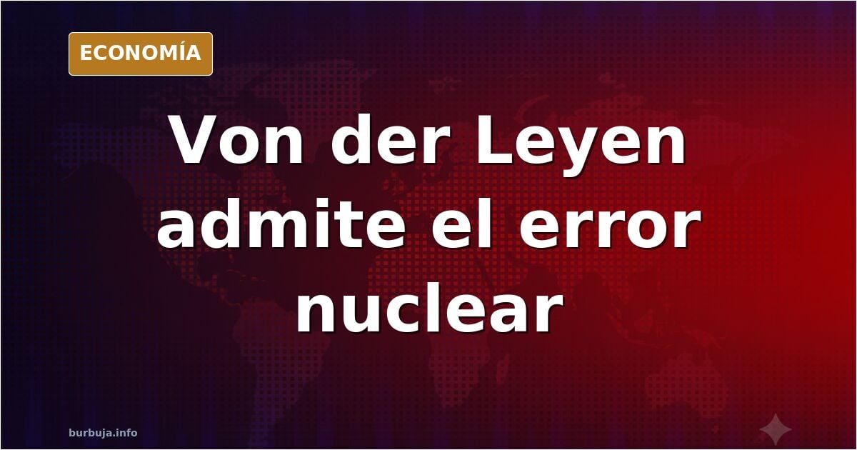 Ilustración editorial de una central nuclear desmantelada con una bandera europea ondeando al fondo
