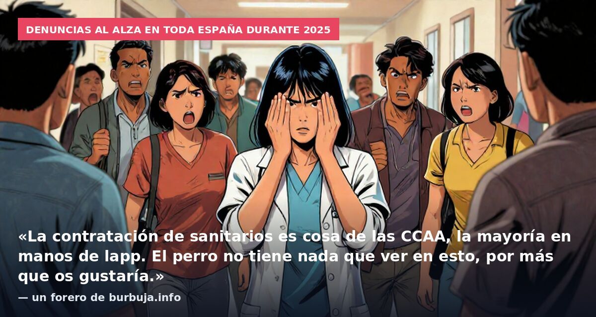 Denuncias al alza en toda España durante 2025: «La contratación de sanitarios es cosa de las CCAA, la mayoría en manos de lapp. El perro no tiene nada que ver en esto, por más que os gustaría.» — un forero de burbuja.info