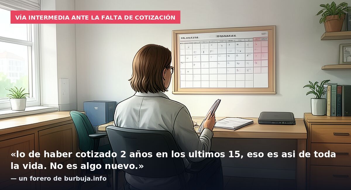 Vía intermedia ante la falta de cotización: «lo de haber cotizado 2 años en los ultimos 15, eso es asi de toda la vida. No es algo nuevo.» — un forero de burbuja.info