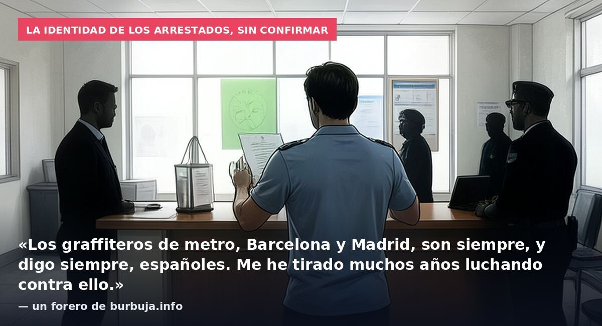 La identidad de los arrestados, sin confirmar: «Los graffiteros de metro, Barcelona y Madrid, son siempre, y digo siempre, españoles. Me he tirado muchos años luchando contra ello.» — un forero de burbuja.info