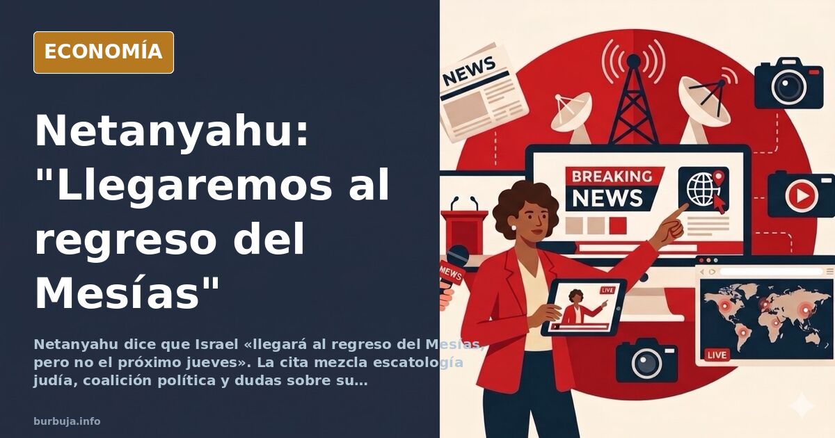 Ilustración editorial de un atril vacío con micrófonos ante una bandera israelí desenfocada y un reloj de arena